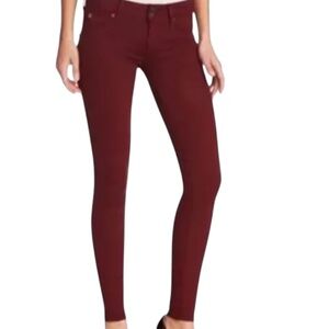 Hudson Collin Skinny Midrise Jeans Crimson Red Size 28